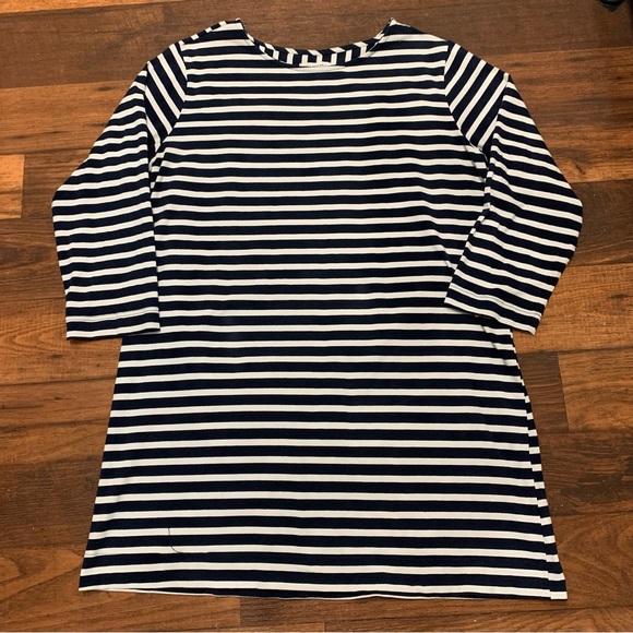 Free Assembly XXL  Blue/White Women's Striped Super Soft Mini T-Shirt Dress - Picture 4 of 10